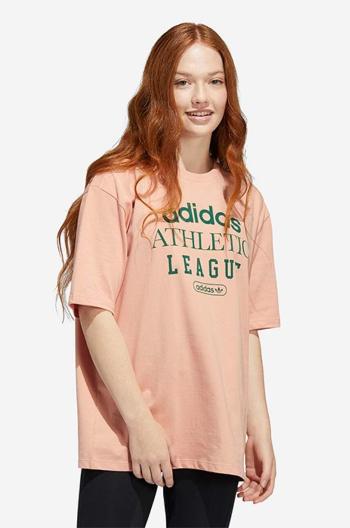 Bavlněné tričko adidas Originals růžová barva, HL0038