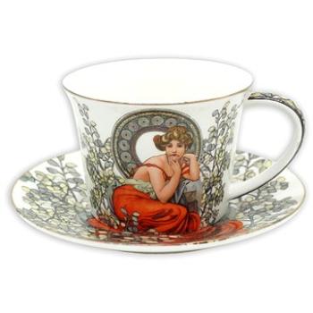 Home Elements Porcelánový hrnek 250 ml s podšálkem, Mucha světlý (MUCHA0075)