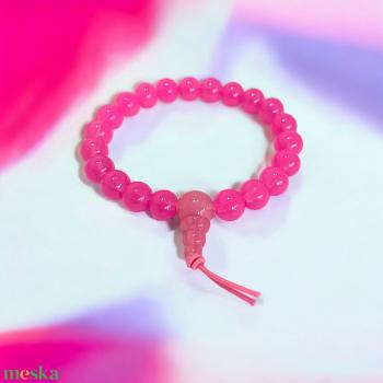 Pink Mala karkötő - üveg mala karkötő - rózsaszín - méret: S/M, kis jóga karkötő, rózsaszín karperec, pink karkötő