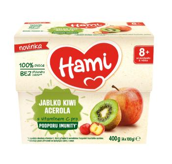 Hami 100% ovoce Jablko kiwi a acerola 8m+ 4x100 g