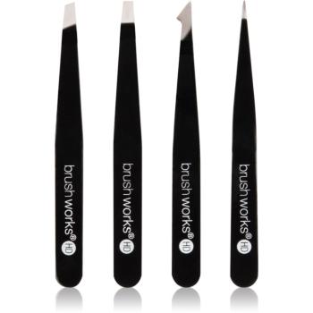 Brushworks The Complete sada pinzet na obočí Black 4 ks