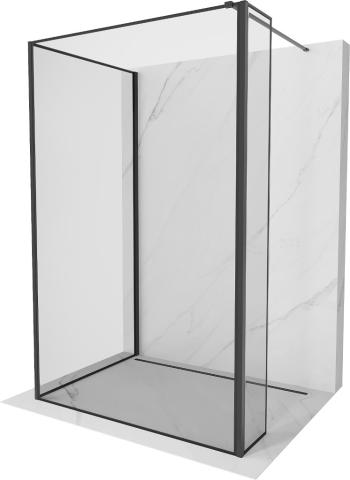 MEXEN/S Kioto Sprchová zástěna WALK-IN 100 x 80 x 30 cm, černý vzor, černá 800-100-080-221-70-70-030