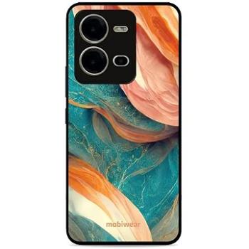 Mobiwear Glossy lesklý pro Vivo X80 Lite - G025G - Azurový a oranžový mramor (5904808526944)