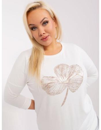 Dámská halenka s lesklým potiskem plus size TAYLER ecru  