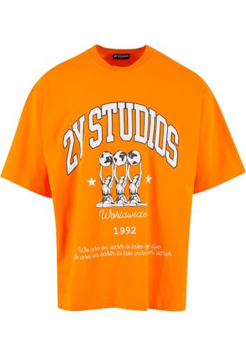 2Y Studios Póló 'Globus'  narancs / fekete / fehér