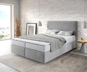 Boxspring postel Dream-Well 140x200 cm mikrovlákno šedá