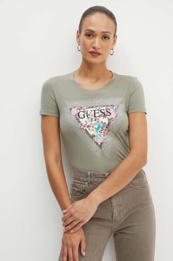 Tričko Guess CHERRY FLOWER zelená barva, W4YI26 J1314