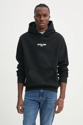 Mikina Sixth June pánska, čierna farba, s kapucňou, s potlačou