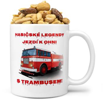 Hrnek Hasičské legendy – Trambus (Náplň hrníčku: Směs slaných oříšků)