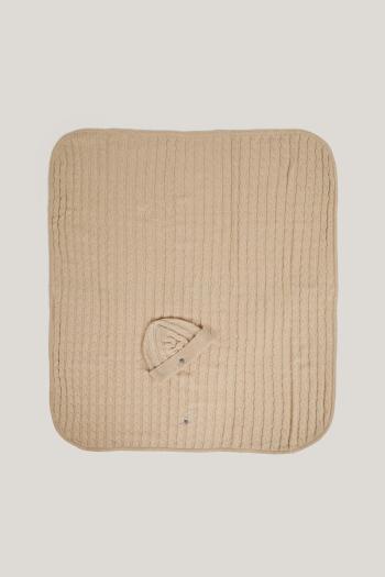 SET ČEPICE A ŠÁLA GANT BLANKET AND BEANIE GIFT SET LIGHT BEIGE MELANGE