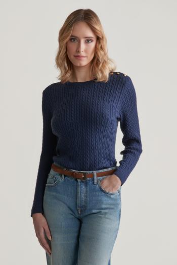 SVETR GANT MINI CABLE KNIT C-NECK EVENING BLUE