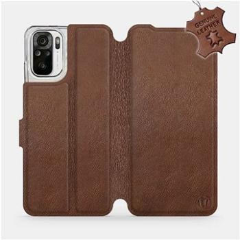 Kožené flip pouzdro Xiaomi Redmi Note 10 - Hnědé -  Brown Leather (5903516659364)