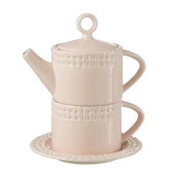 Růžový keramický Tea for One Hella Pastel Pink - 18*16*22 cm 34695