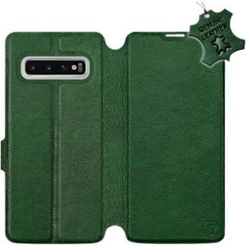 Flip pouzdro na mobil Samsung Galaxy S10 - Zelené - kožené -   Green Leather (5903226811915)