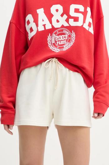 Kraťasy American Vintage SHORT COURT dámské, bílá barva, hladké, high waist, HAPY09AE24