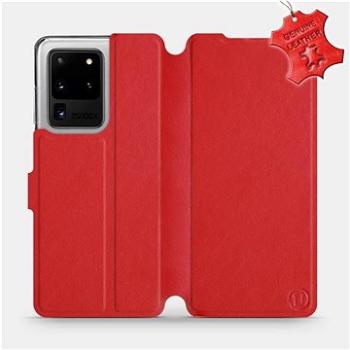 Flip pouzdro na mobil Samsung Galaxy S20 Ultra - Červené - kožené -   Red Leather (5903516172566)