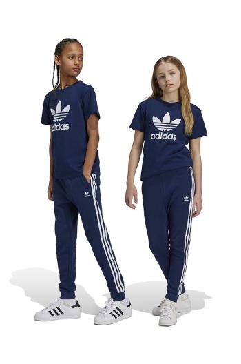 Dětské tepláky adidas Originals TREFOIL PANTS tmavomodrá barva, s aplikací, IY7486