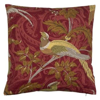 Vínový čtvercový polštář s ptáčky Paisley bird red - 45*45*10cm DCKSGR