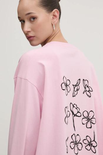 Bavlnené tričko s dlhým rukávom Moschino Jeans ružová farba, 1208 3229