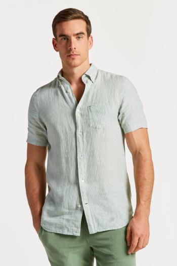 KOŠILE GANT REG LINEN STRIPE SS SHIRT KALAMATA GREEN