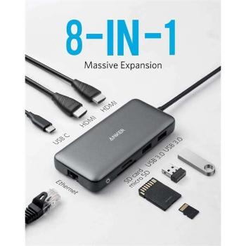 Anker USB HUB, PowerExpend 8-in-1, USB-C Media Hub, 2xHDMI, 2xUSB...