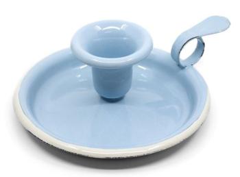 Modrý smaltovaný svícen Blue dot - Ø 13*6cm 1036.30.1