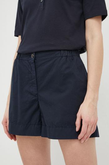 Bavlněné šortky Tommy Hilfiger tmavomodrá barva, hladké, high waist