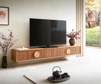 TV stolek Surimu 200x35x25 cm akácie světle hnědá 4 dvířka