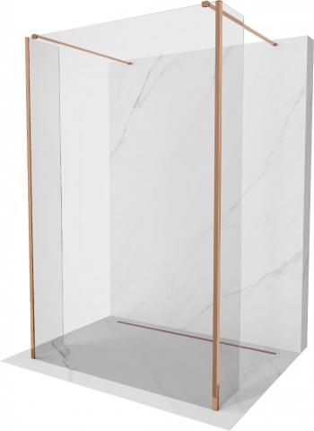 MEXEN/S Kioto Sprchová zástěna WALK-IN volněstojící 90 x 30 x 30 cm, transparent, růžové zlato 800-090-030-222-60-00-030