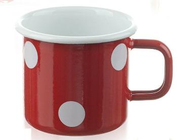 Červený smaltovaný hrnek s puntíky Red dot - Ø8*8cm - 250ml 92.14.01