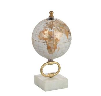 Glóbus na kovové zlaté noze Marble e-small - ∅10*20 cm 97959