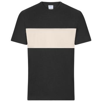 James & Nicholson (Daiber) Tričko s kontrastním pruhem 8049 - Černá / pískovcová | XL