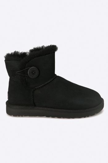 Semišové sněhule UGG Mini Bailey Button II dámské, černá barva, 1016422.BLK