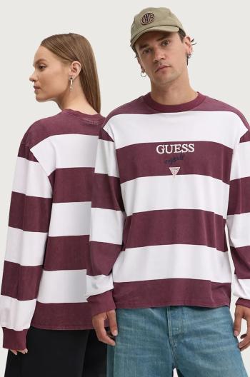 Bavlněné tričko s dlouhým rukávem Guess Originals vínová barva, M4BI55 K8FQ4