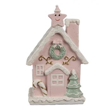 Růžová svítící perníková chaloupka Gingerbread House - 10*8*15 cm 6PR4199