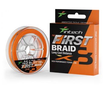 Intech first splétaná šňůra braided line braid x8 orange 150 m - 0,26 mm 16,33 kg