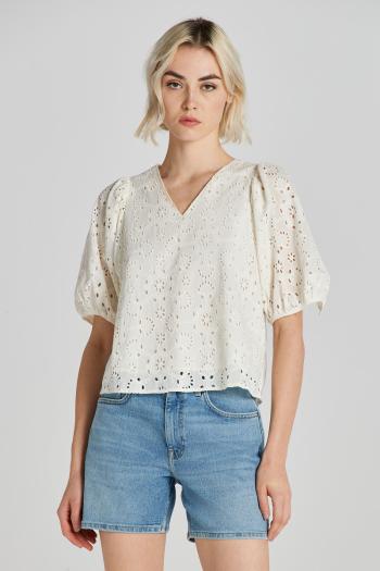 HALENKA GANT REG BRODERIE ANGLAISE BLOUSE EGGSHELL