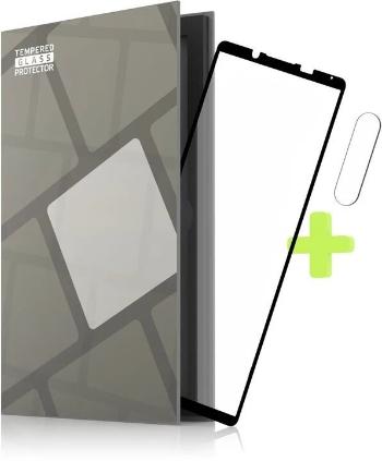 Kamera védő fólia Tempered Glass Protector a Sony Xperia 1 IV készülékhez, keretes + 3D kamera védő üveg (Case Friendly)