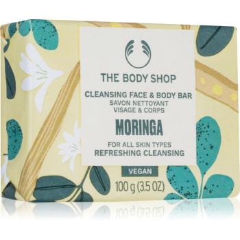 The Body Shop Moringa Cleansing Bar tuhé mýdlo na obličej a tělo 100 g