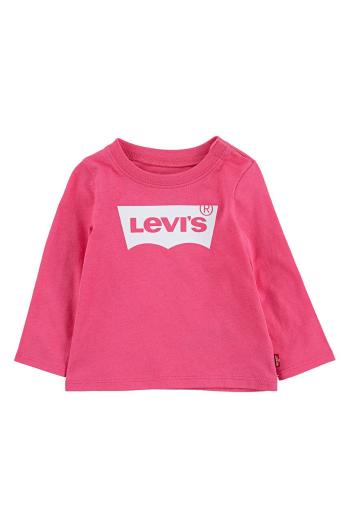 Dětské tričko s dlouhým rukávem Levi's růžová barva