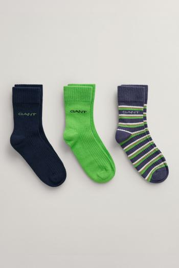 PONOŽKY GANT STRIPE SOCKS 3-PACK WASHED BLUE