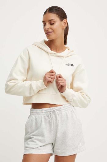 Bavlněná mikina The North Face W Trend Crop Hoodie dámská, béžová barva, s kapucí, s potiskem, NF0A5ICYQLI1