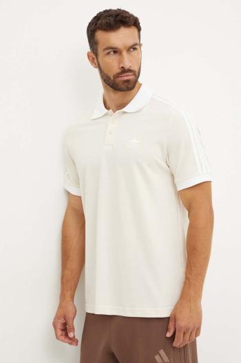 Bavlněné polo tričko adidas Originals Adicolor Classics 3-Stripes béžová barva, s aplikací, IZ3070