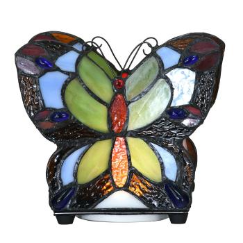 Barevná stolní lampa Tiffany ve tvaru motýla Butterfly - 15*8*13 cm (LED) 5LL-6340