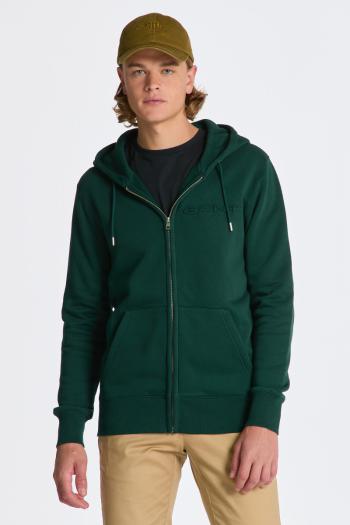 MIKINA GANT EMBOSSED FULL ZIP HOODIE TARTAN GREEN