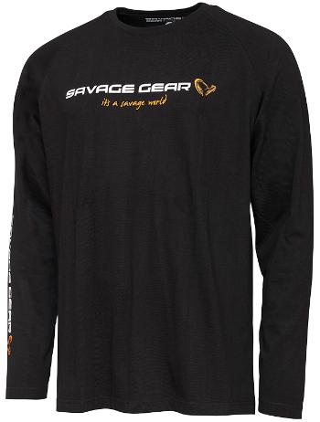 Savage gear triko signature logo long sleeve t shirt black caviar - xl