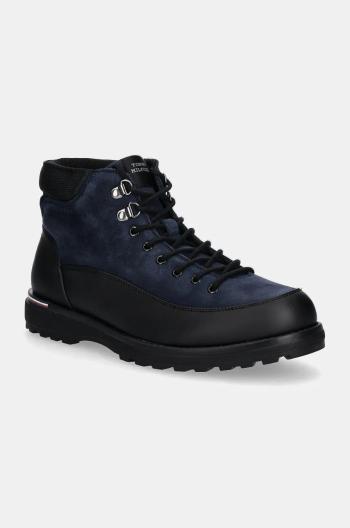 Boty Tommy Hilfiger CORPORATE OUTDOOR NUBUCK BOOT pánské, tmavomodrá barva, FM0FM05190