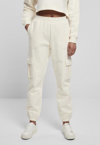 Urban Classics Ladies High Waits Cargo Sweat Pants whitesand - L