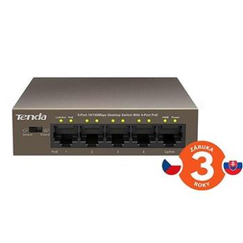 Tenda TEF1105P-4-38W 5x Switch with 4x PoE, max. 35W, Extend mode, Fanless (TEF1105P-4-38W)