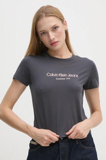 Bavlněné tričko Calvin Klein Jeans šedá barva, J20J224914